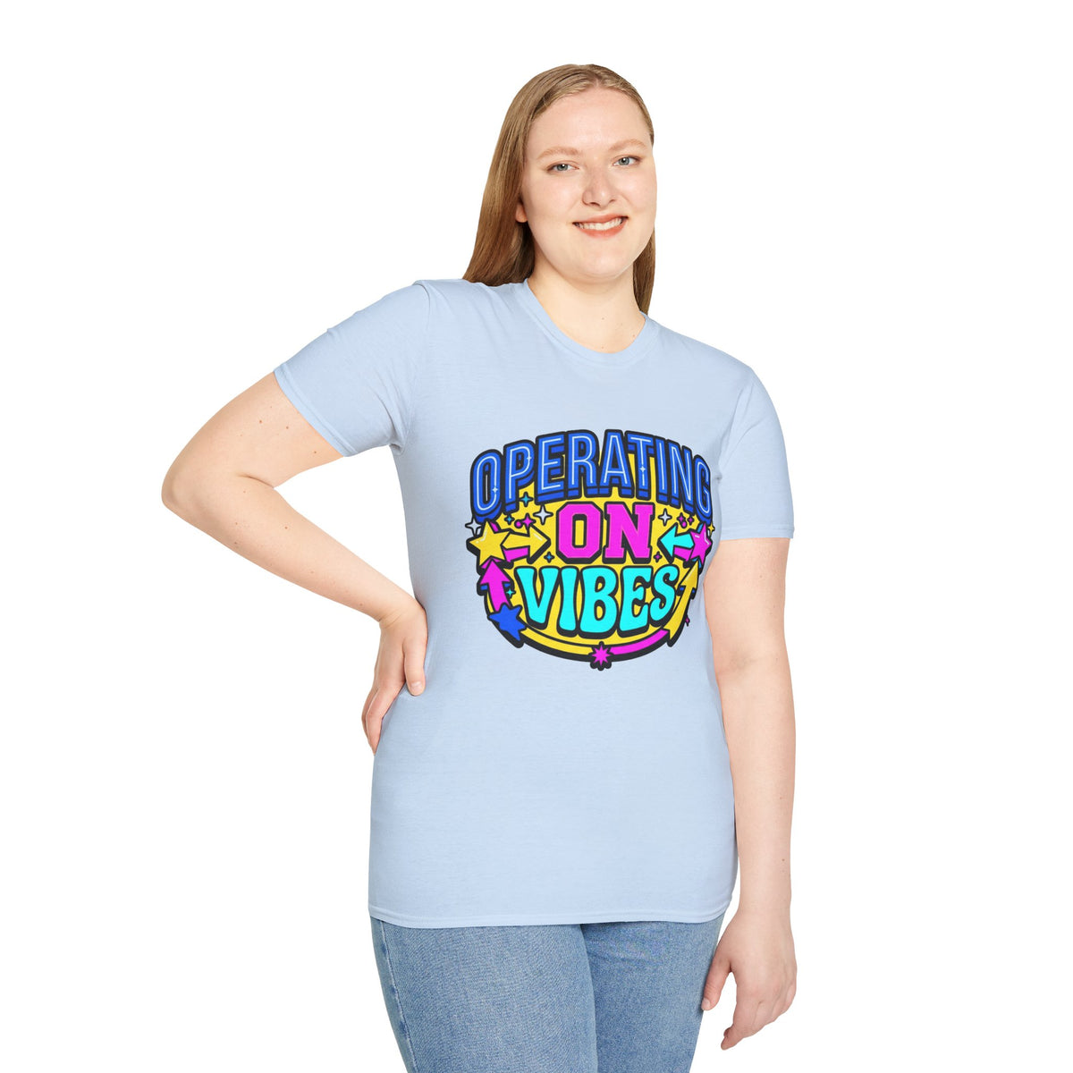 Operating On Good Vibes T-Shirt — Retro Rainbow Positive Energy Tee - Trending Now - August 2026