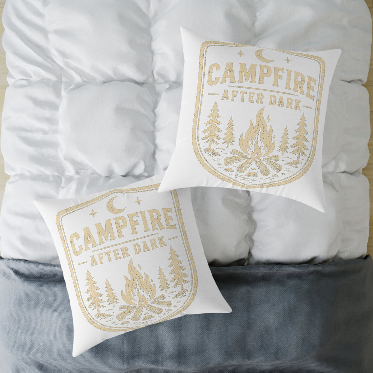Campfire After Dark Pillow Milo Bailey Dog Dad Mom— Rustic Camping Decorative Throw Pillow