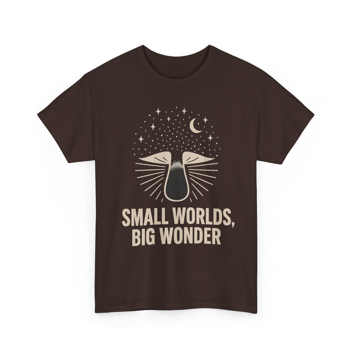 Small Worlds Big Wonder Celestial Mushroom Tee - Aesthetic Nature T-Shirt - Trending Now - September 2026
