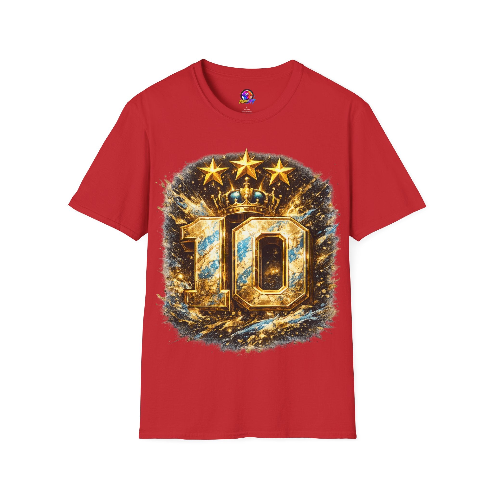 Argentina, MESSI #10 T-Shirt — Gold Crown '10' Victory Graphic Tee