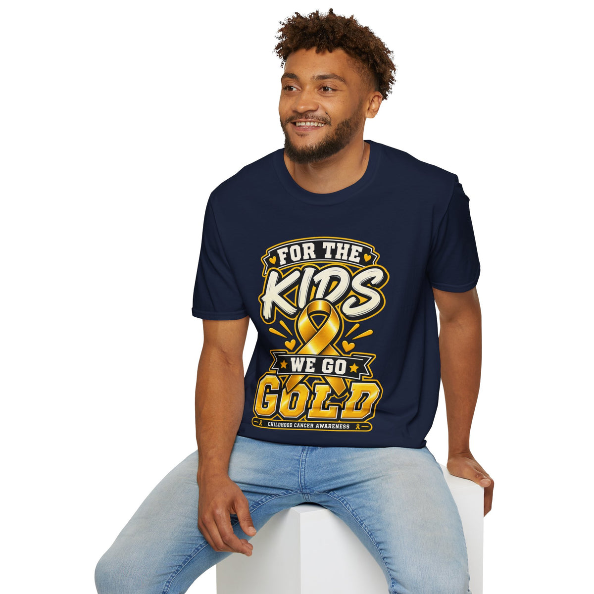 Kids Childhood Cancer Awareness T-Shirt — "For the Kids We Go Gold"