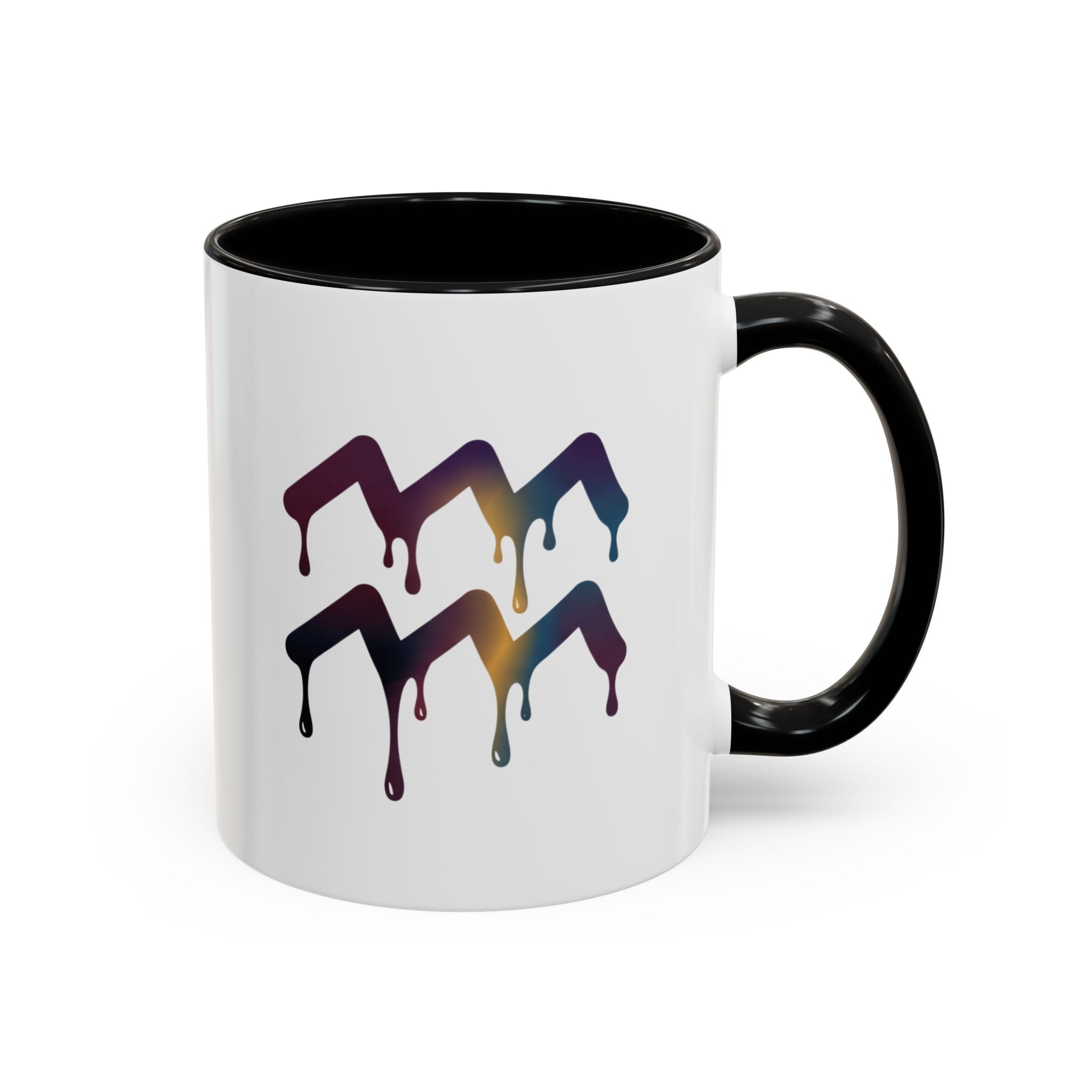 Dripping Rainbow Chevron Accent Coffee Mug — Colorful Gradient Art