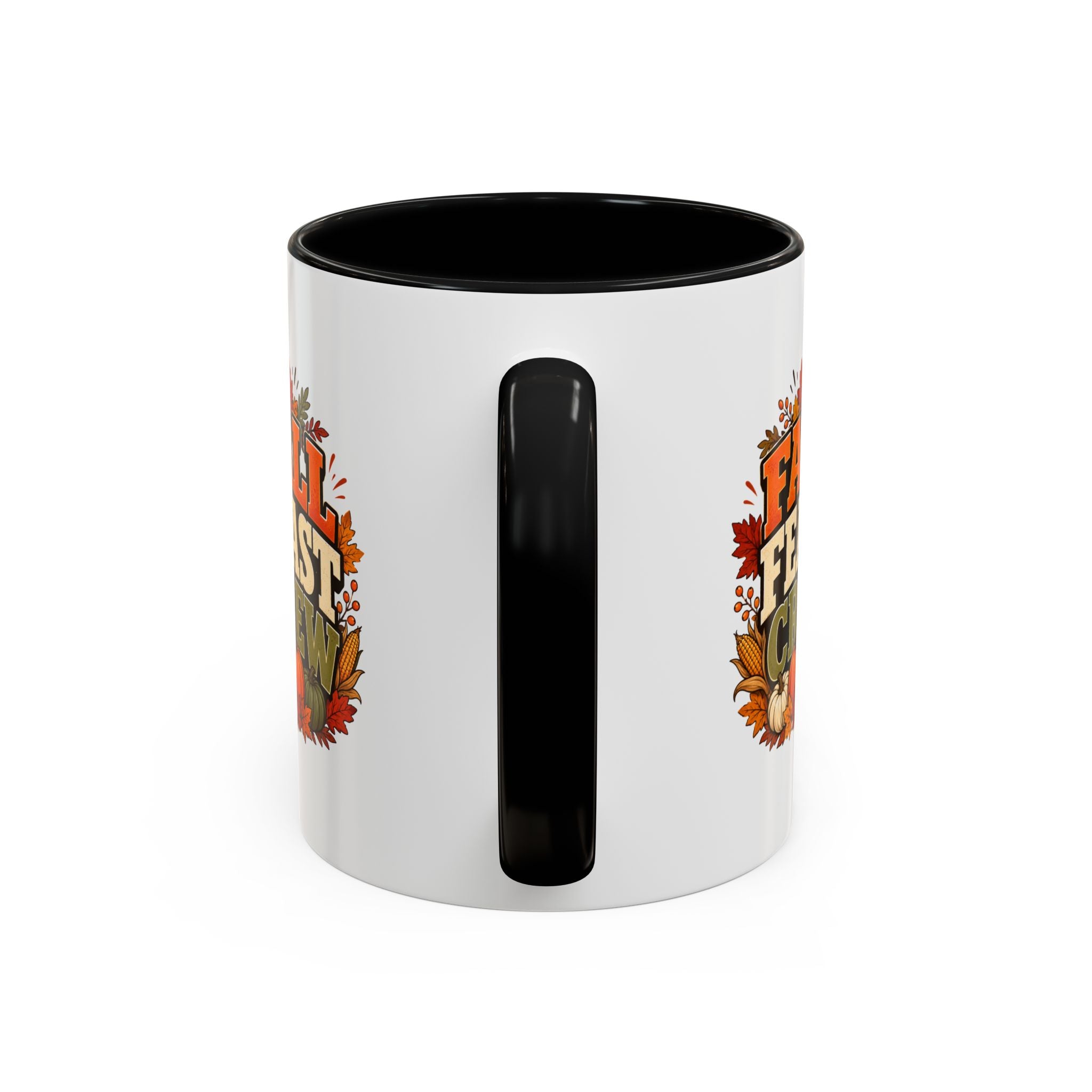 Thanksgiving Mug Fall Feast Crew Coffee Mug — Autumn Pumpkin & Leaves Accent Mug