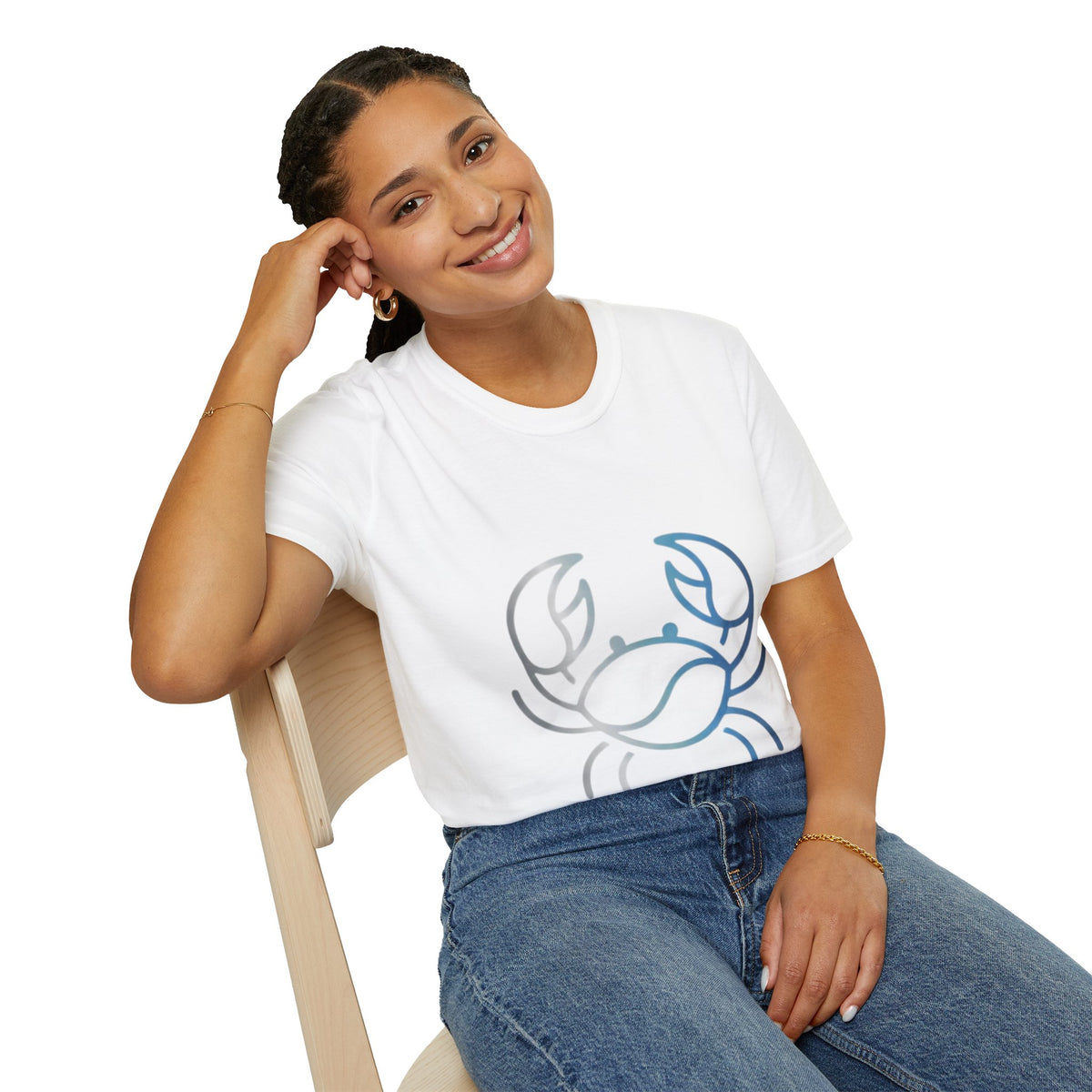 Cancer Zodiac Crab Graphic T-Shirt — Minimal Coastal Zodiac Summer Tee