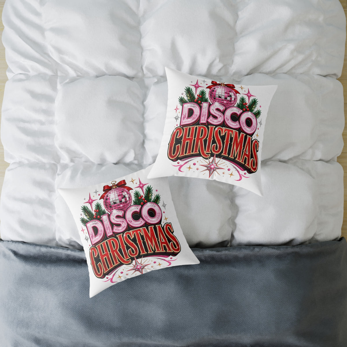 Disco Christmas Throw Pillow – Retro Holiday Disco Ball Decorative Cushion