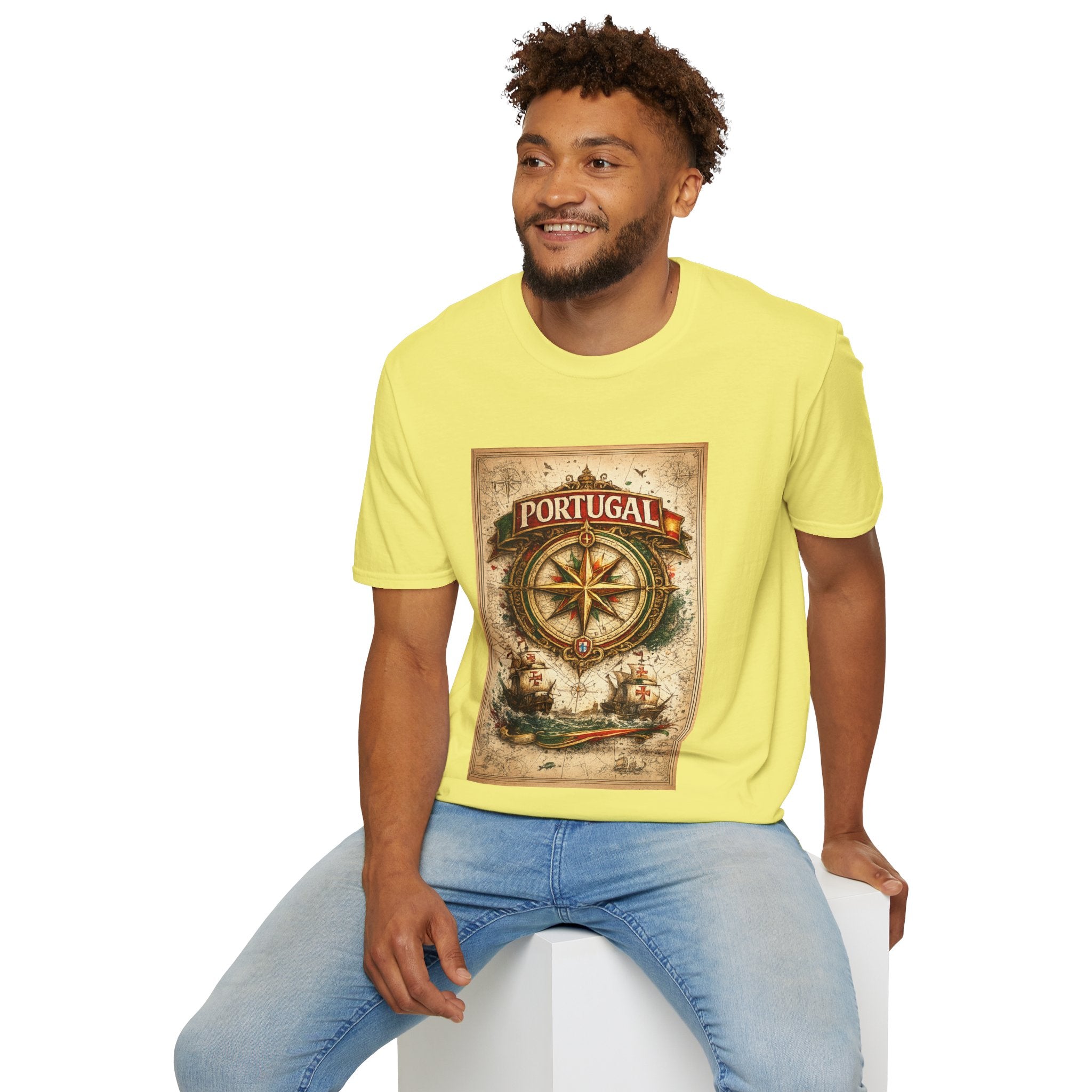 Portugal Compass T‑Shirt — Vintage Nautical Travel Tee