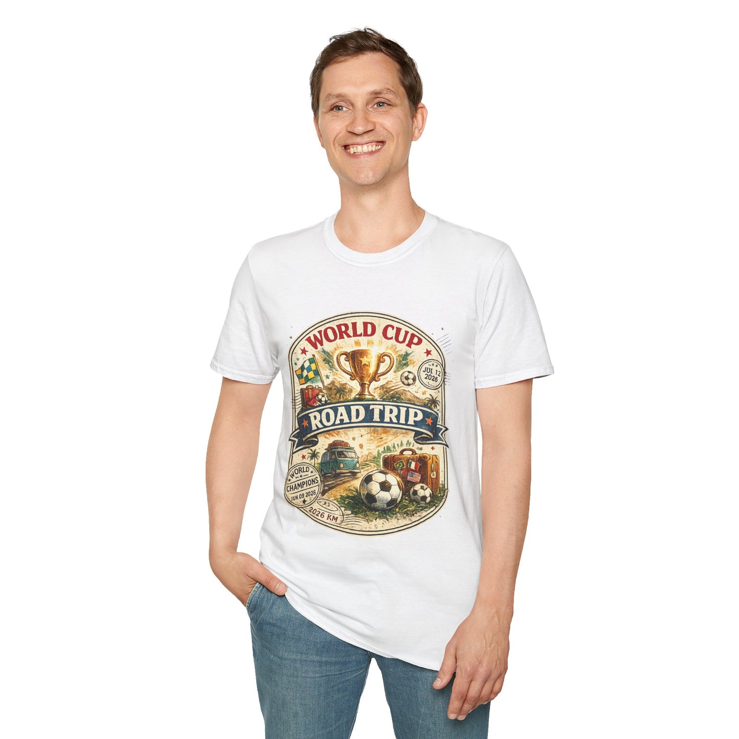 World Cup Road Trip T-Shirt — Vintage Soccer Trophy Design