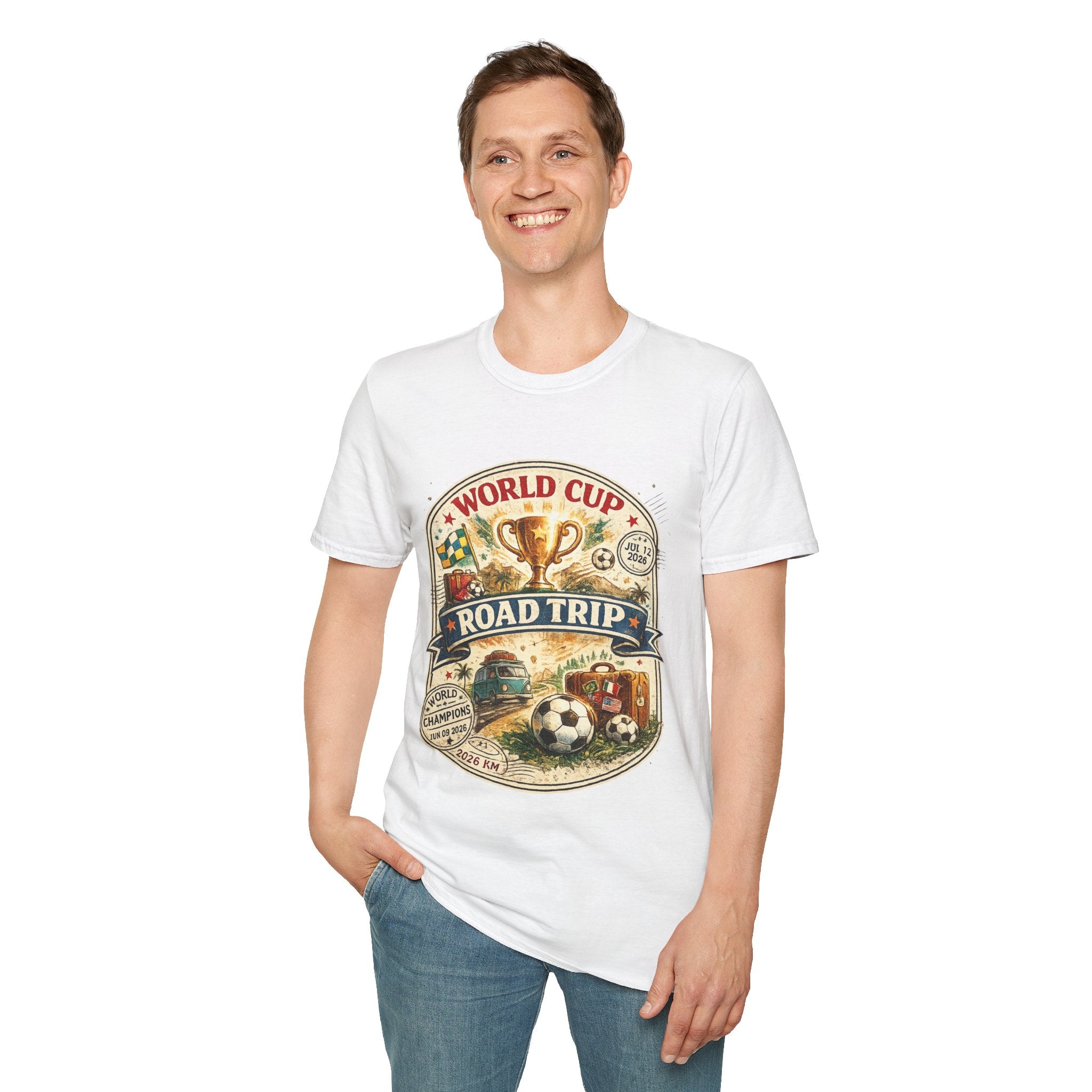 World Cup Road Trip T-Shirt — Vintage Soccer Trophy Design