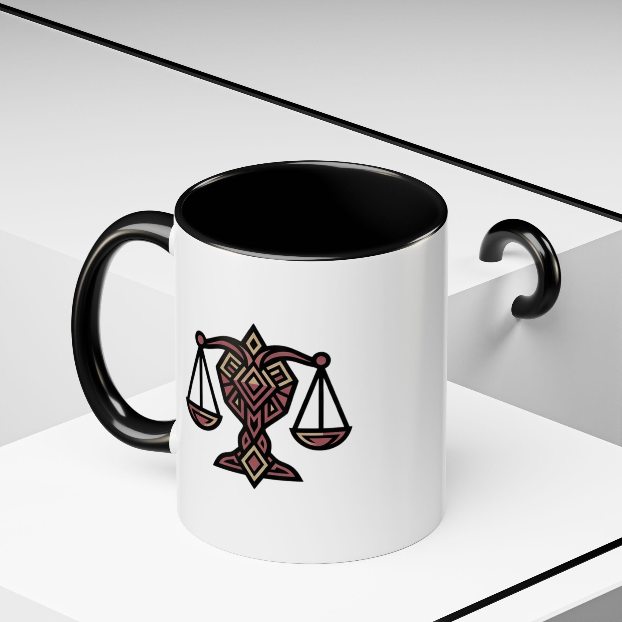 Libra Scales Accent Coffee Mug — Zodiac Balance Ceramic Mug