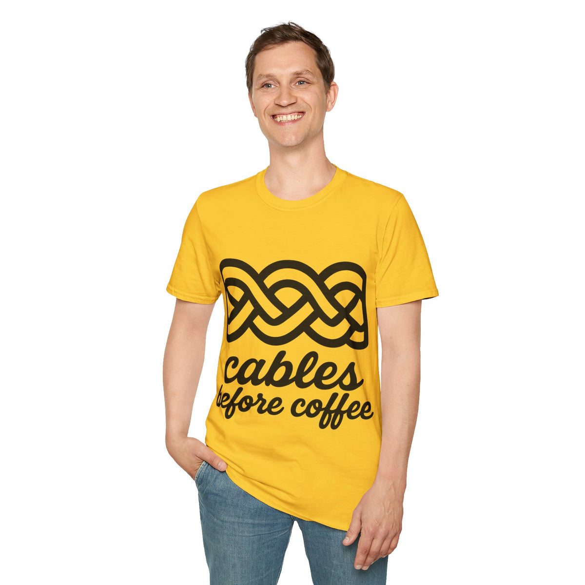 Cables Before Coffee Funny Knitting Minimalist White Graphic Tee - Trending Now - September 2026