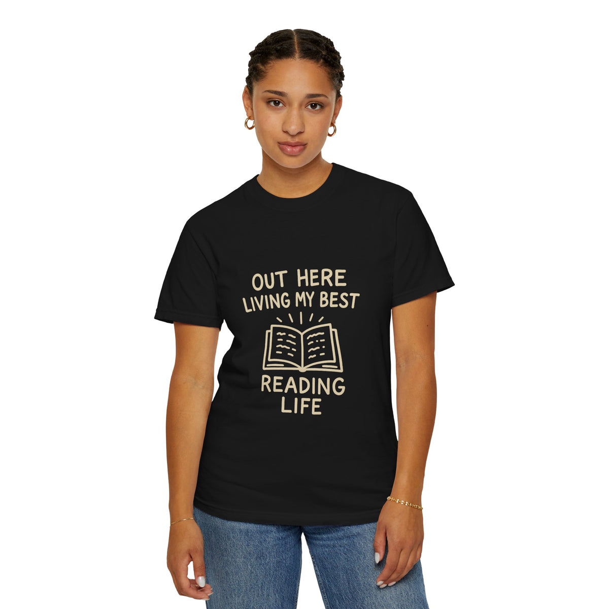 Reading Life T-Shirt — "Out Here Living My Best Reading Life" Book Lover Tee - Trending Now - October 2026