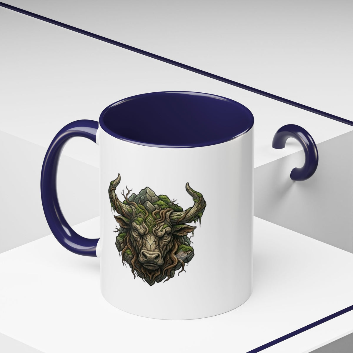 Taurus Bull Nature Coffee Mug — Rustic Green Bull Head Accent Mug