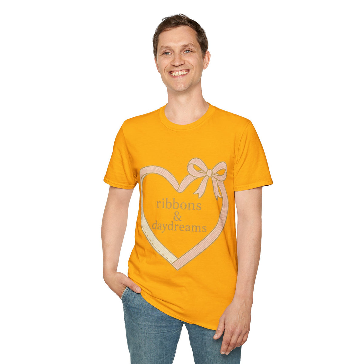 "Chain of Hearts" Gold Charm Ribbon Tee - Cute Coquette Heart Line Aesthetic White T-Shirt - Trending Now - September 2026
