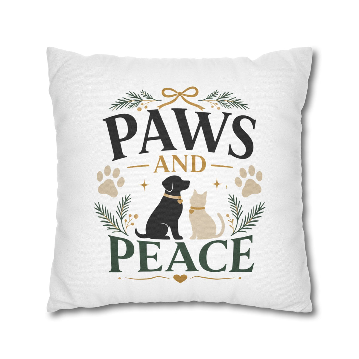 Christmas Paws and Peace Throw Pillowcase — Pet Holiday Decorative Cushion Cover