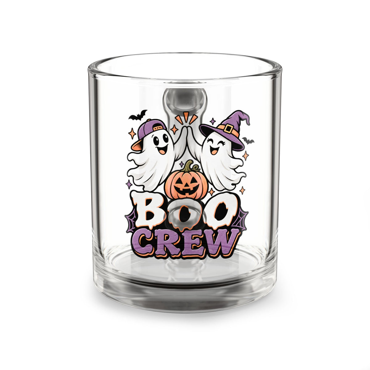 Boo Crew Glass Mug — Halloween Ghosts & Pumpkin 10oz
