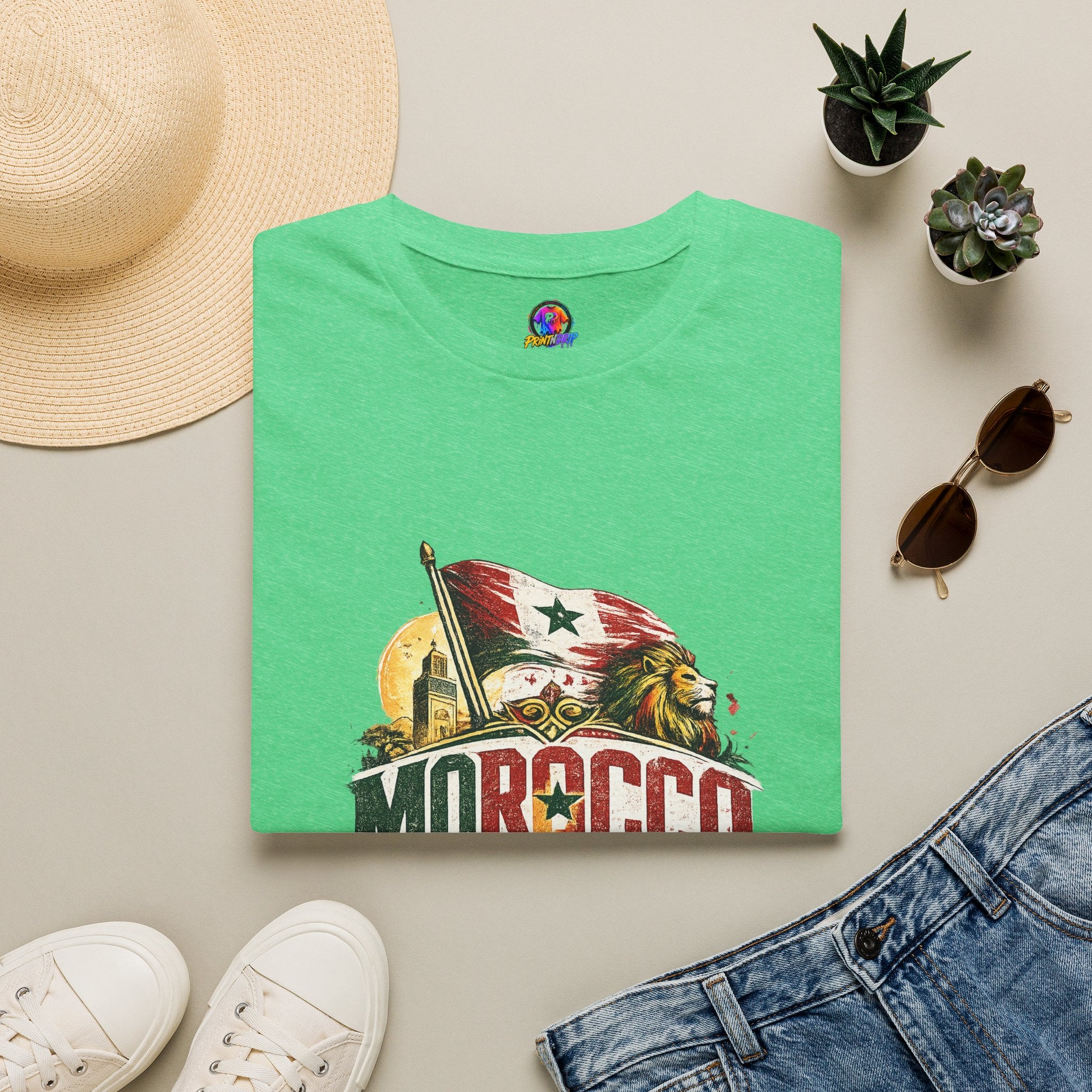 Morocco Soccer T-Shirt — Vintage Flag & Lion Football Tee