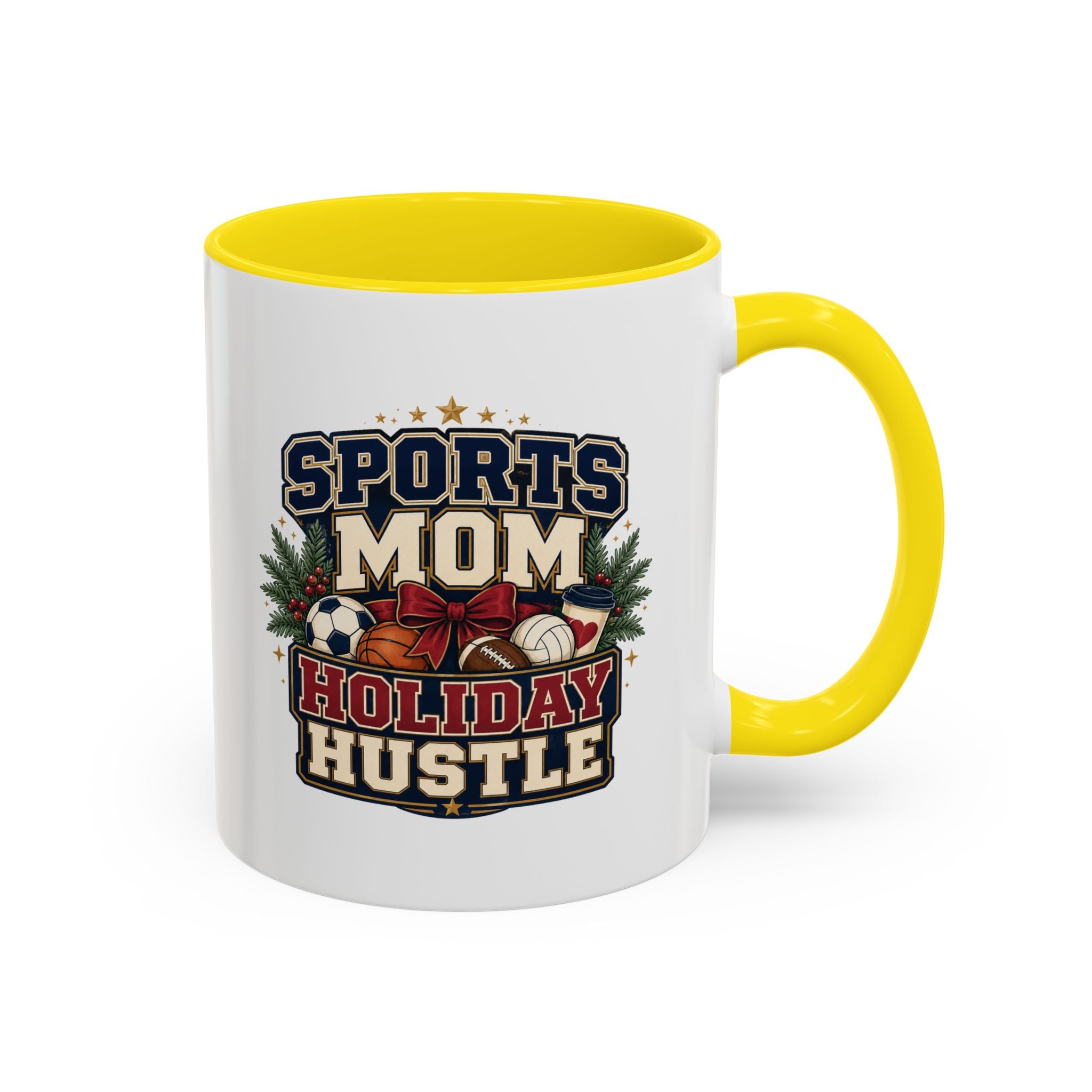 Modern Day Christmas Sports Mom Holiday Hustle Accent Coffee Mug – Christmas Sports Mom Gift