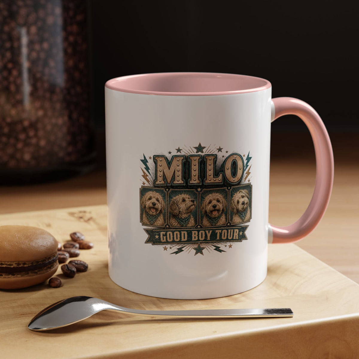 Milo Bailey Dog Dad Mom Milo 'Good Boy Tour' Accent Coffee Mug — Personalized Dog Lover Gift