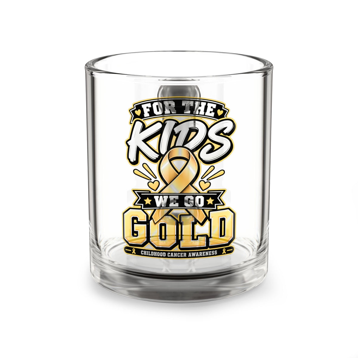 Glass Mug — "For the Kids We Go Gold" Childhood Cancer Awareness 10oz