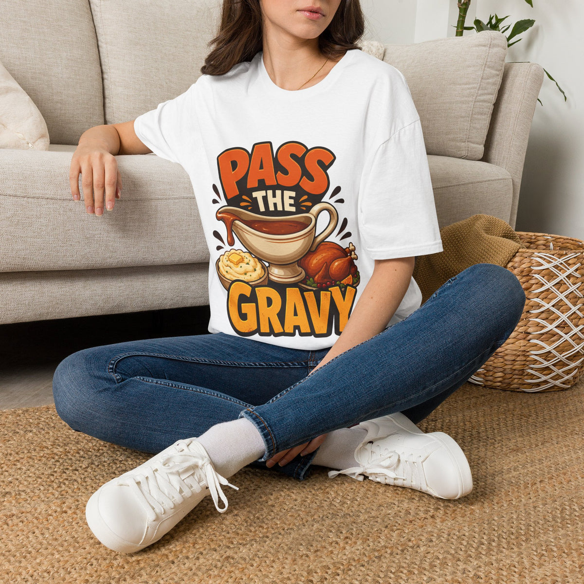Thanksgiving T-Shirt Pass the Gravy T-Shirt — Funny Thanksgiving Turkey Dinner Tee