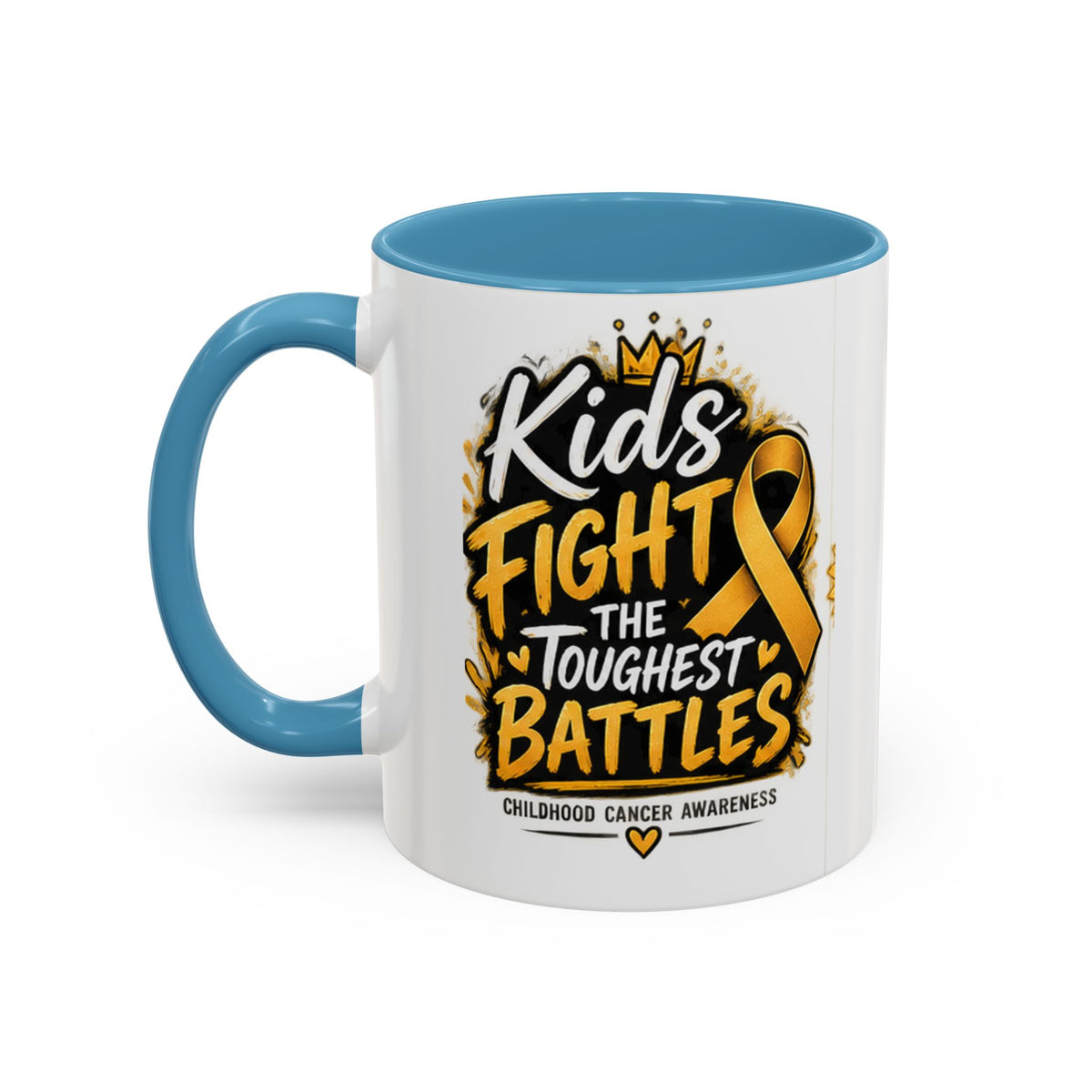 Kids Fight The Toughest Battles Accent Coffee Mug — Childhood Cancer Awareness 11/15oz