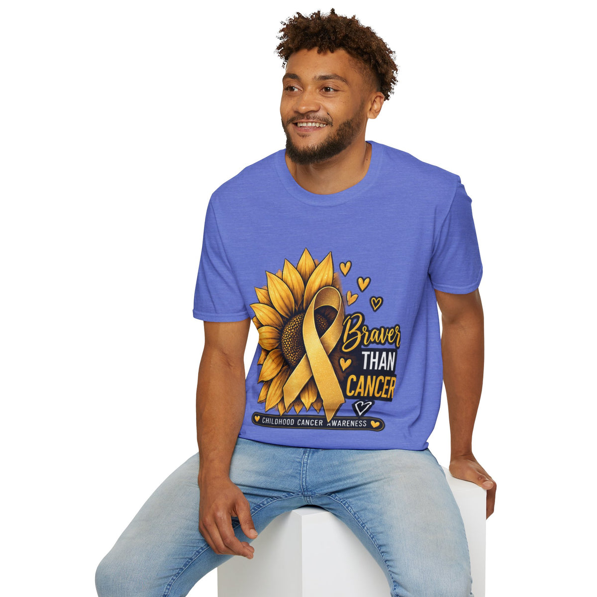 Braver Than Cancer Childhood Cancer Awareness Sunflower T-Shirt