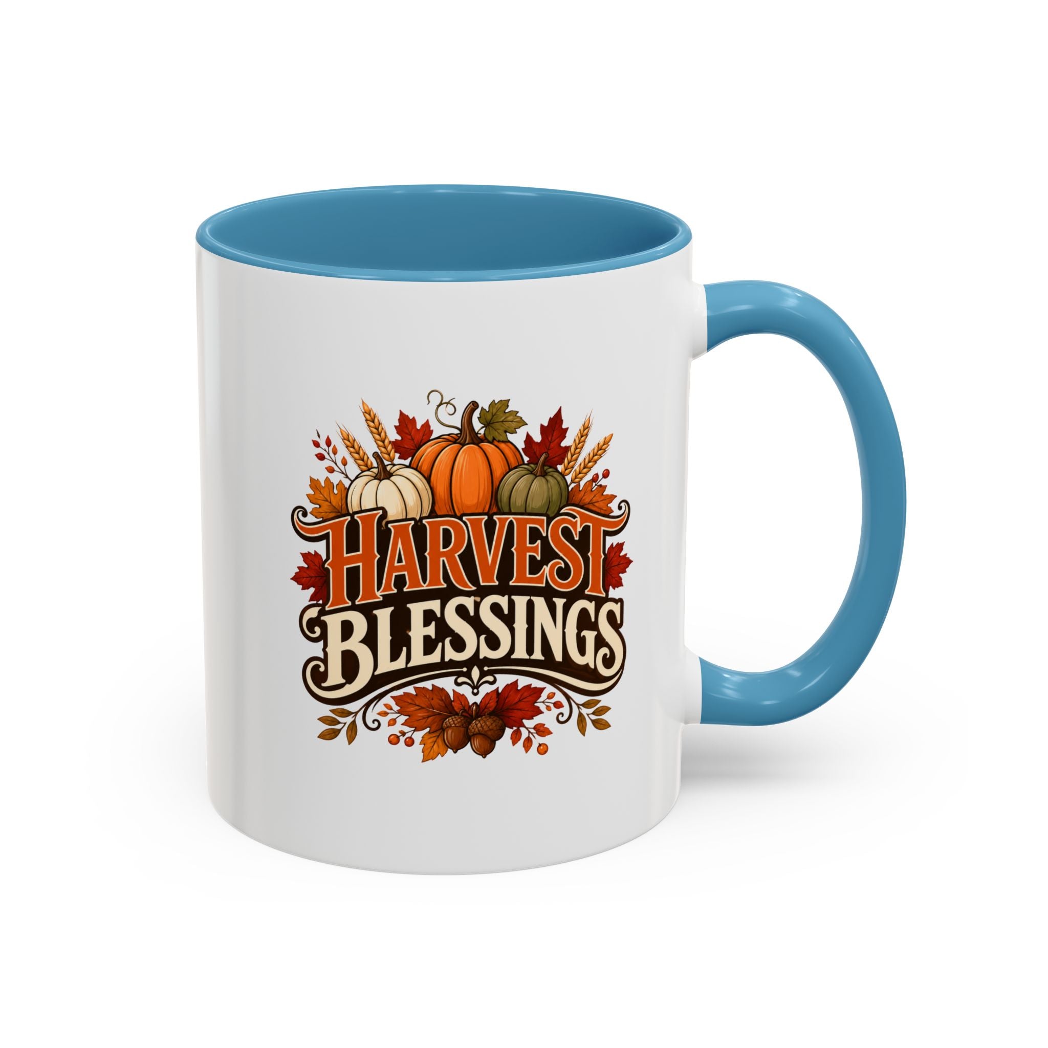 Thanksgiving Mug Harvest Blessings Coffee Mug — Thanksgiving Pumpkin Accent Mug