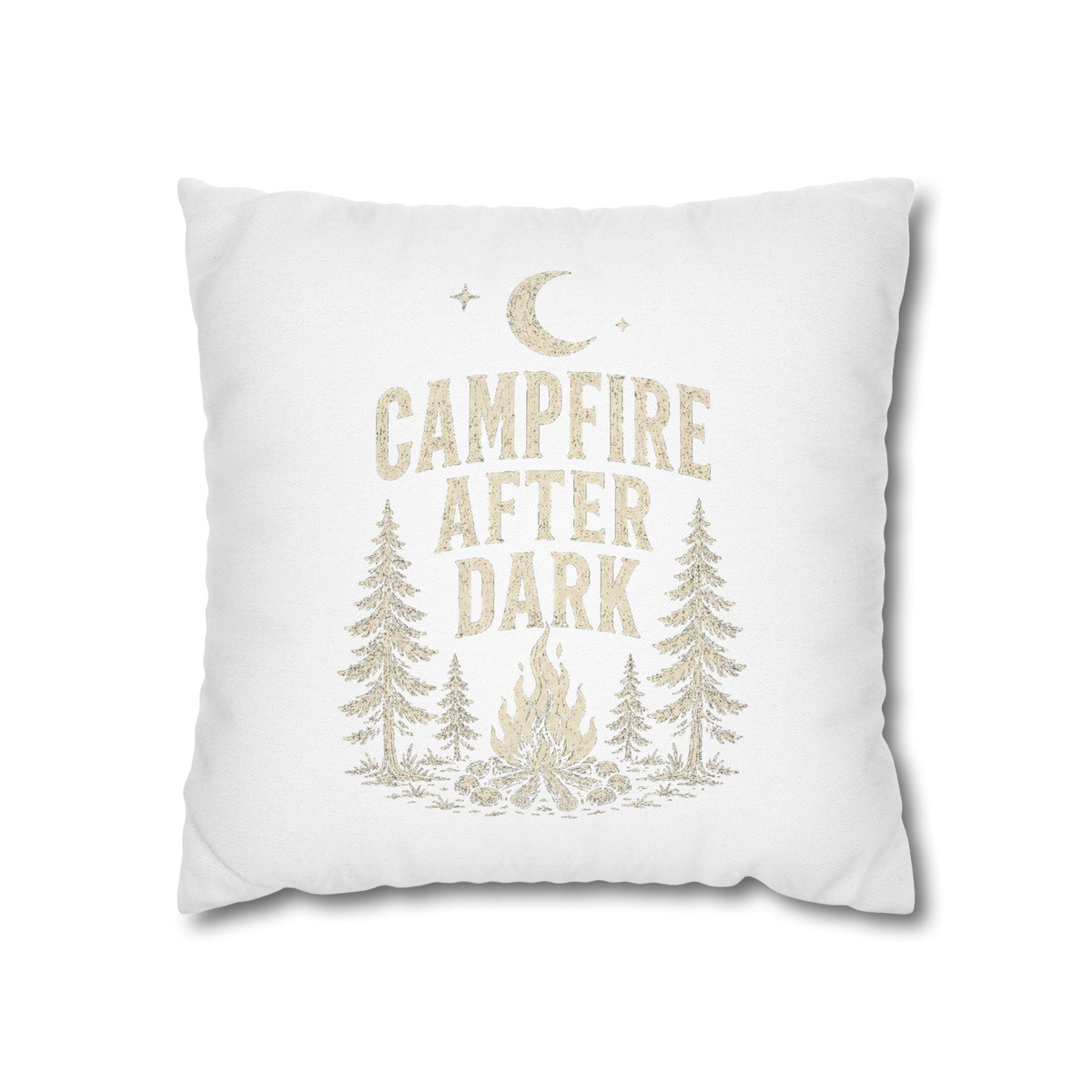 Campfire After Dark Decorative Pillowcase Milo Bailey Dog Dad Mom — Cozy Rustic Camping Throw Pillow