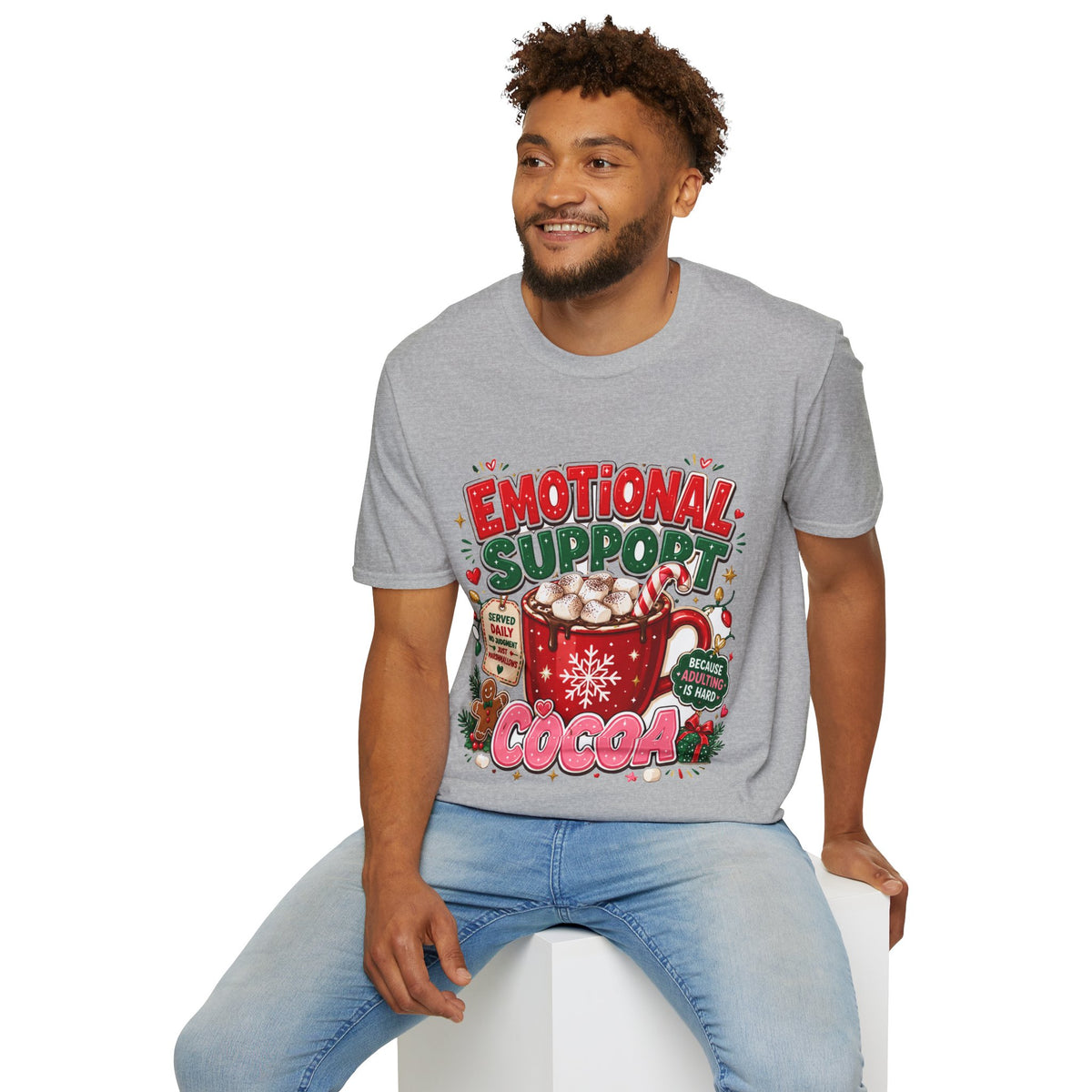 Emotional Support Cocoa T-Shirt — Holiday Hot Chocolate Graphic Tee