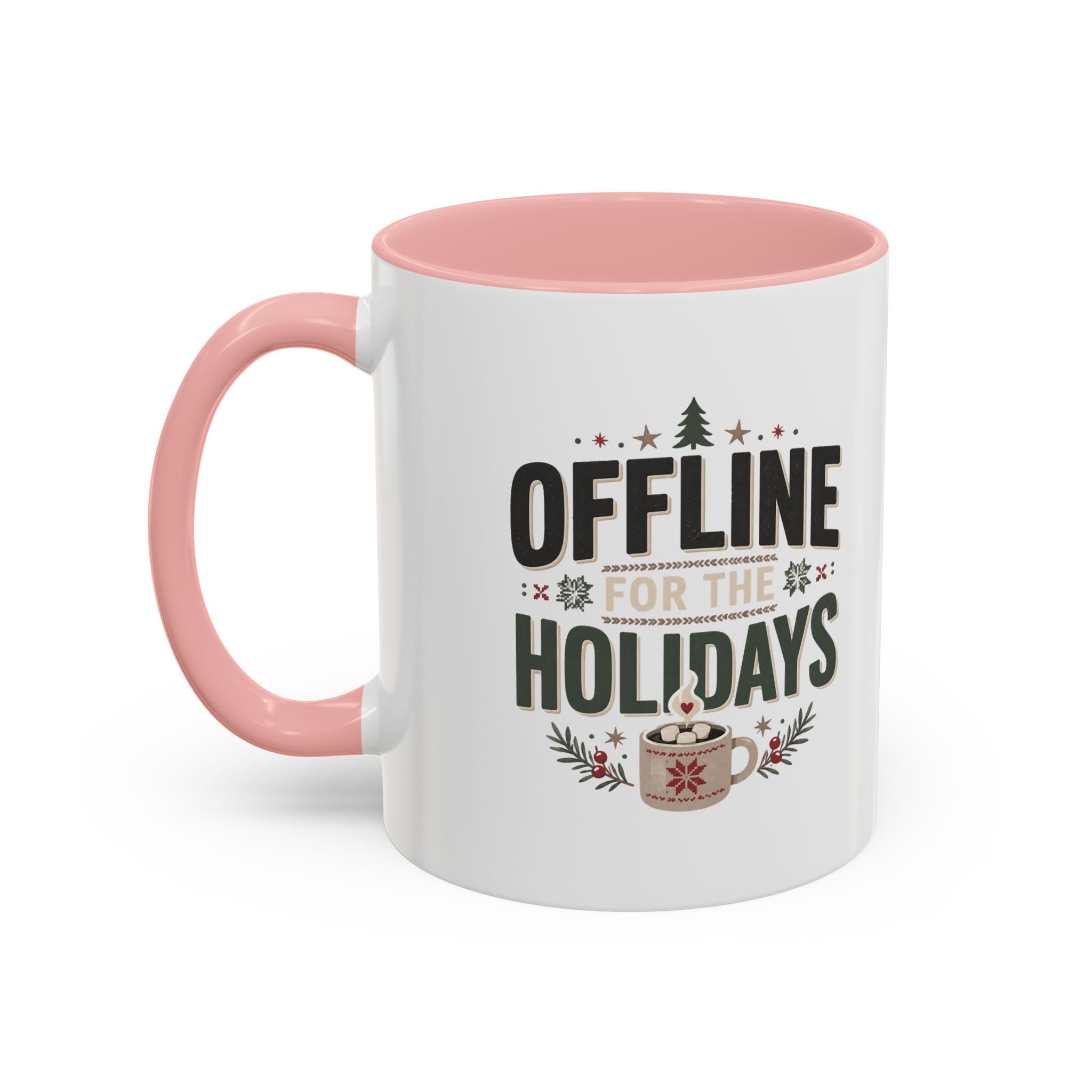 Christmas Holiday Coffee Mug — “Offline for the Holidays” Accent Ceramic Mug