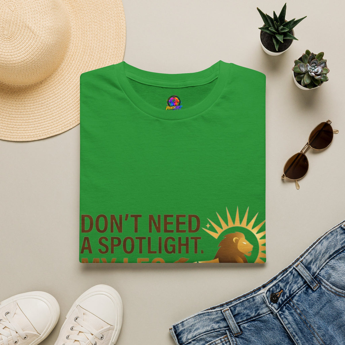 Leo T-Shirt — "Don't Need a Spotlight, My Leo Charisma Is Blinding" Zodiac Tee