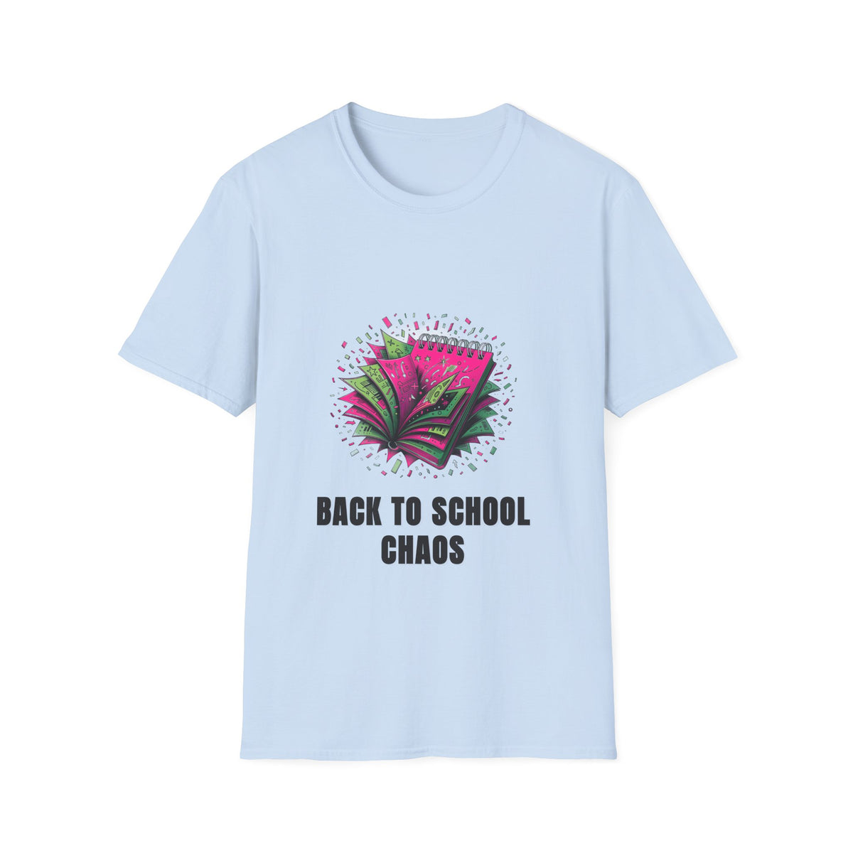 Back to School Chaos T-Shirt — Colorful Notebooks Graphic Tee for Students & Teachers - Trending Now - August 2026