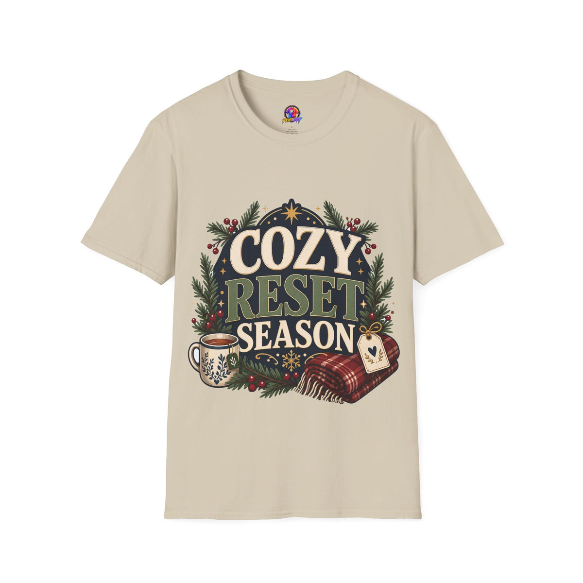 Cozy Reset Season T‑Shirt — Holiday Cozy Cabin Graphic Tee