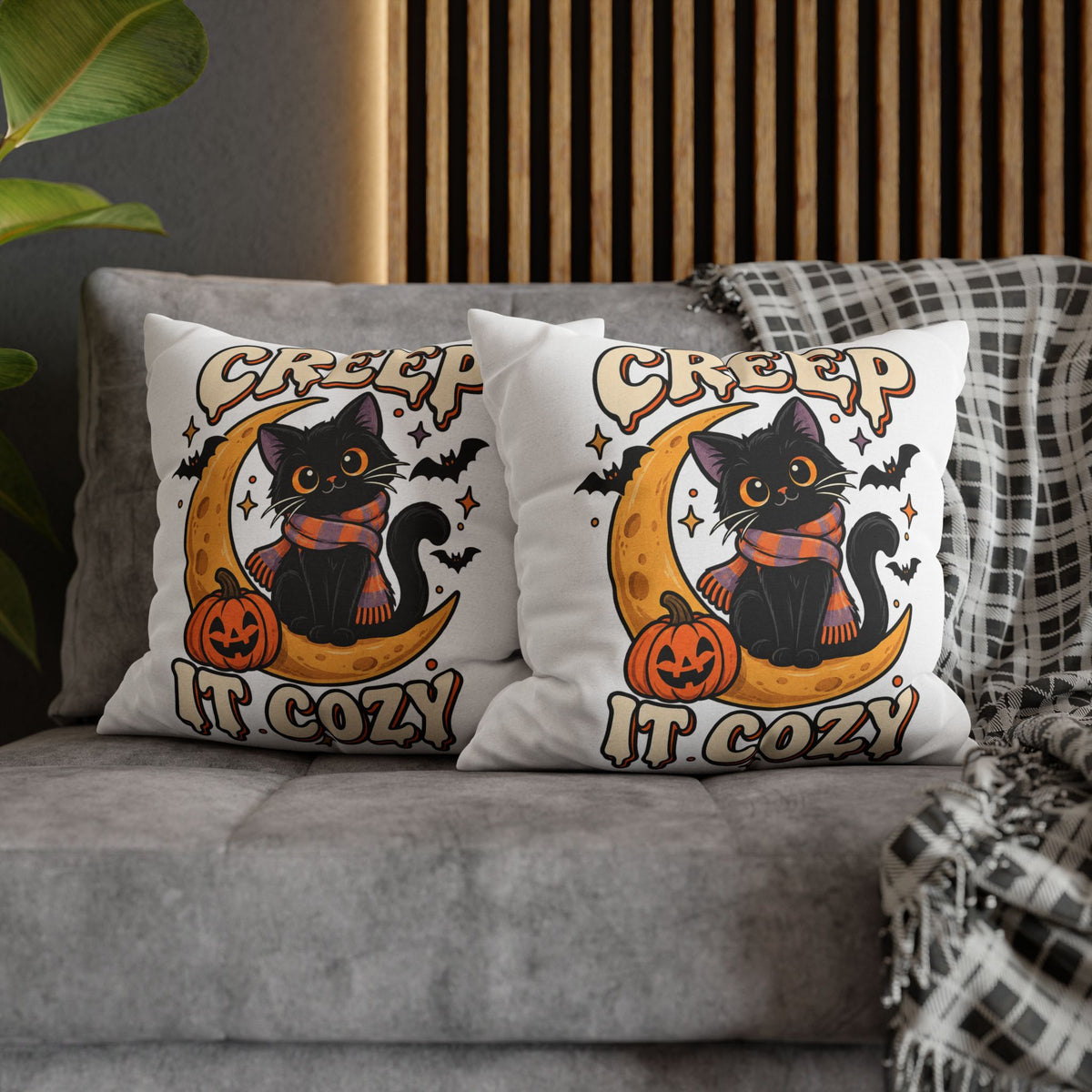 Creep It Cozy Halloween Cat Pillowcase
