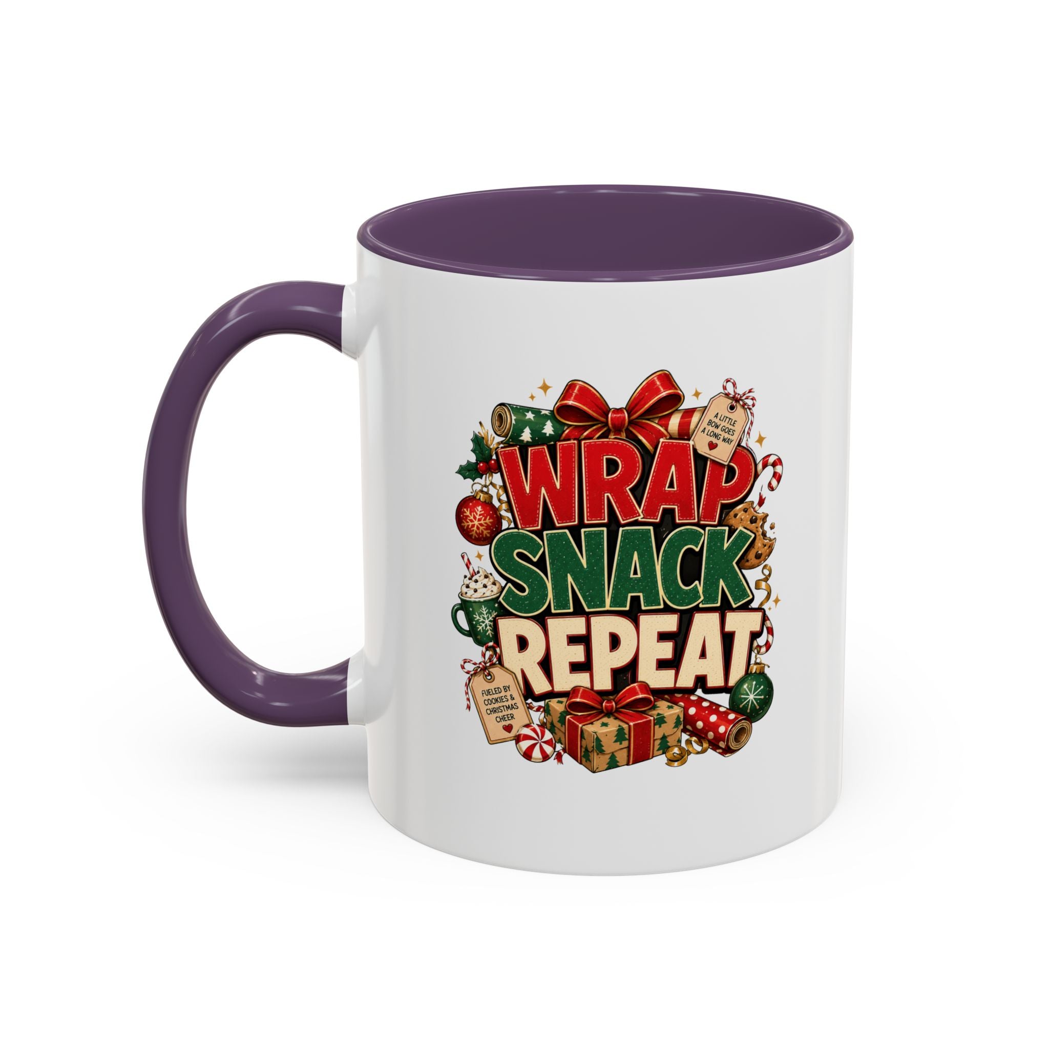 Wrap Snack Repeat Christmas Coffee Mug — Holiday Baking & Gift-Wrapping Mug