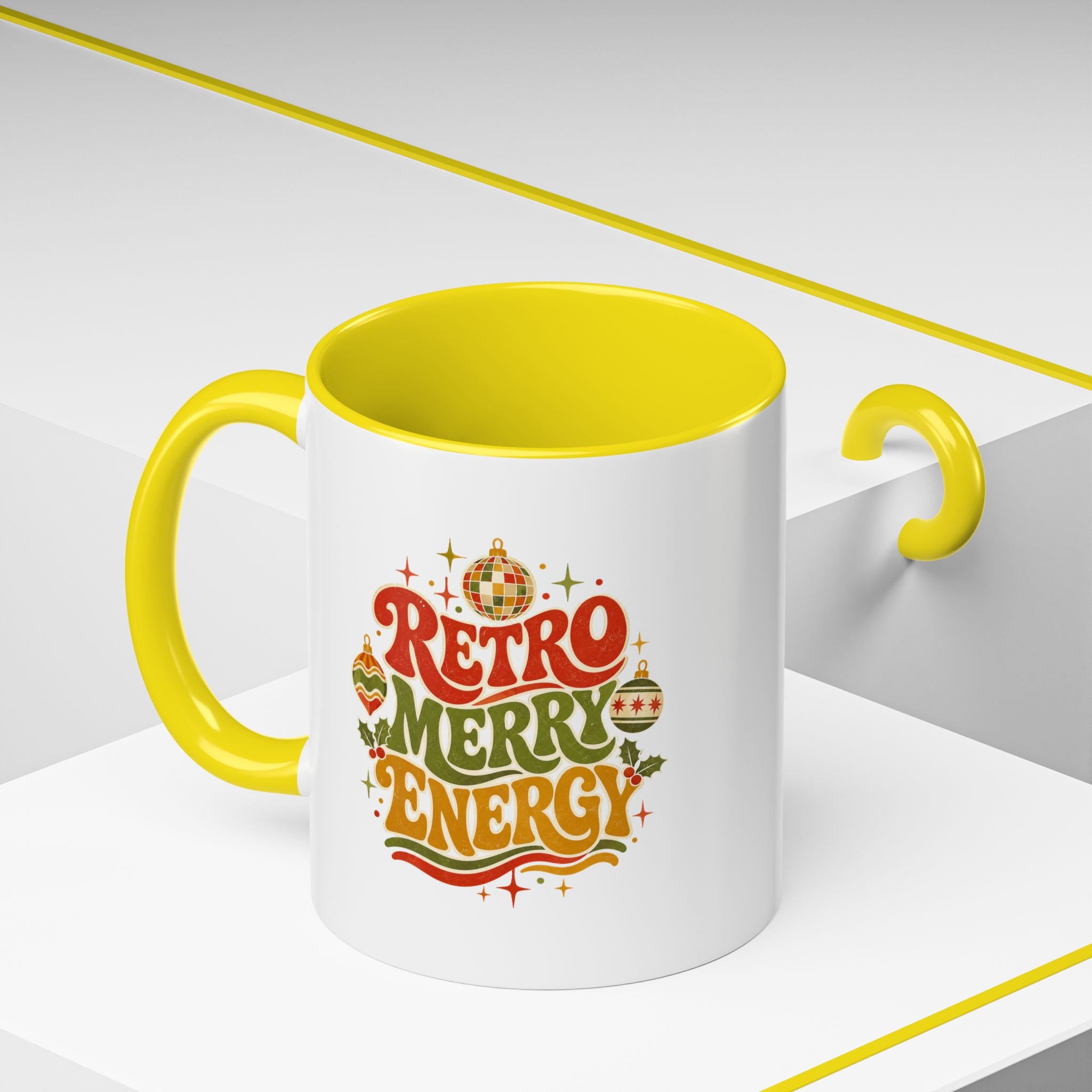 Modern Day Christmas Retro Merry Energy Coffee Mug — Festive 70s Holiday Design