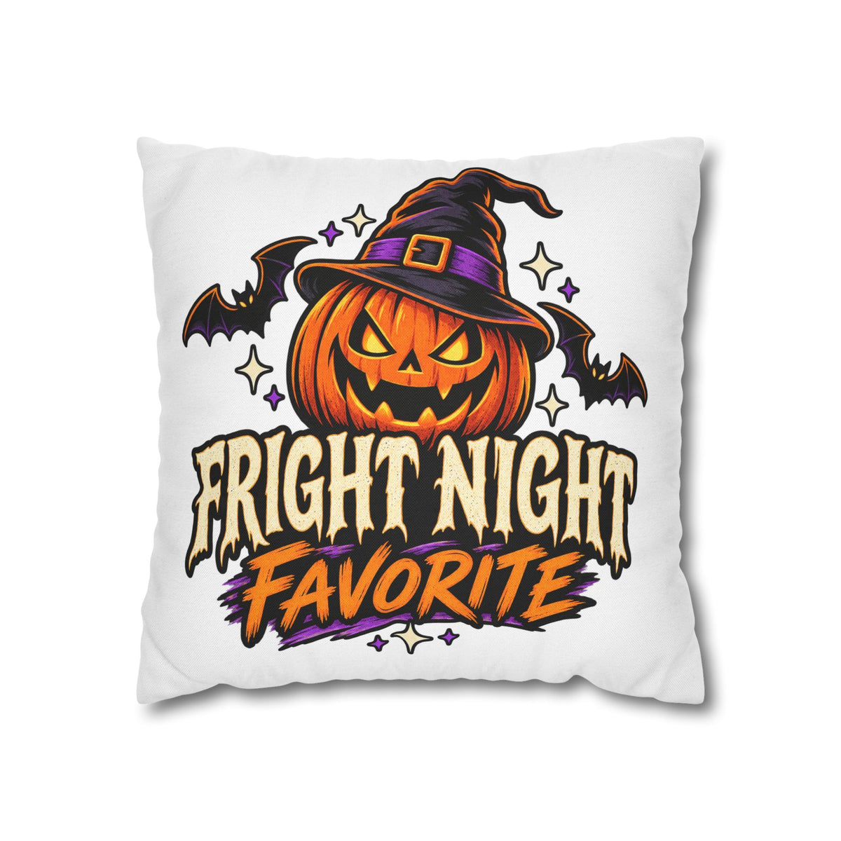 Halloween Pumpkin Pillowcase — "Fright Night Favorite" Spun Polyester Throw Pillow Cover