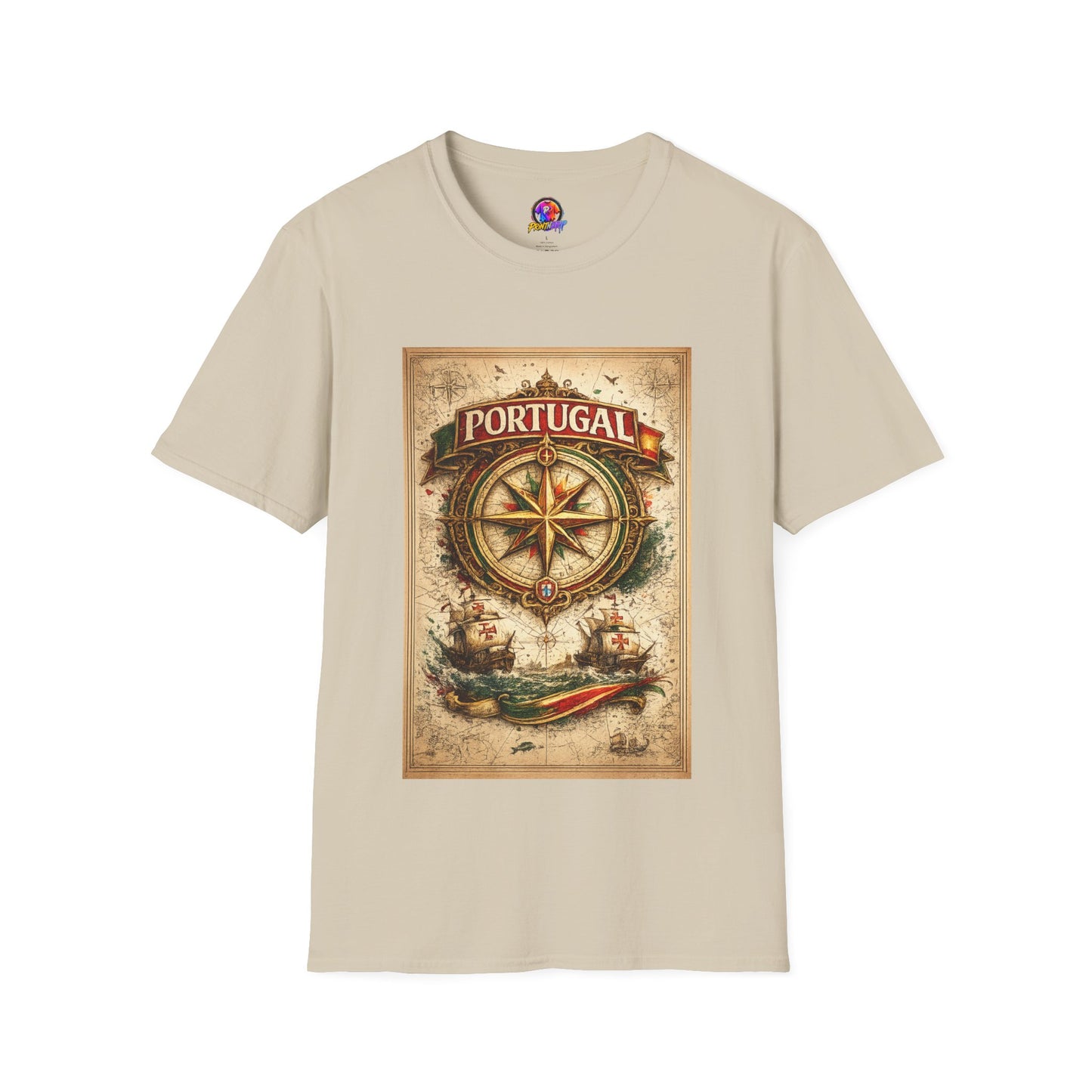 Portugal Compass T‑Shirt — Vintage Nautical Travel Tee