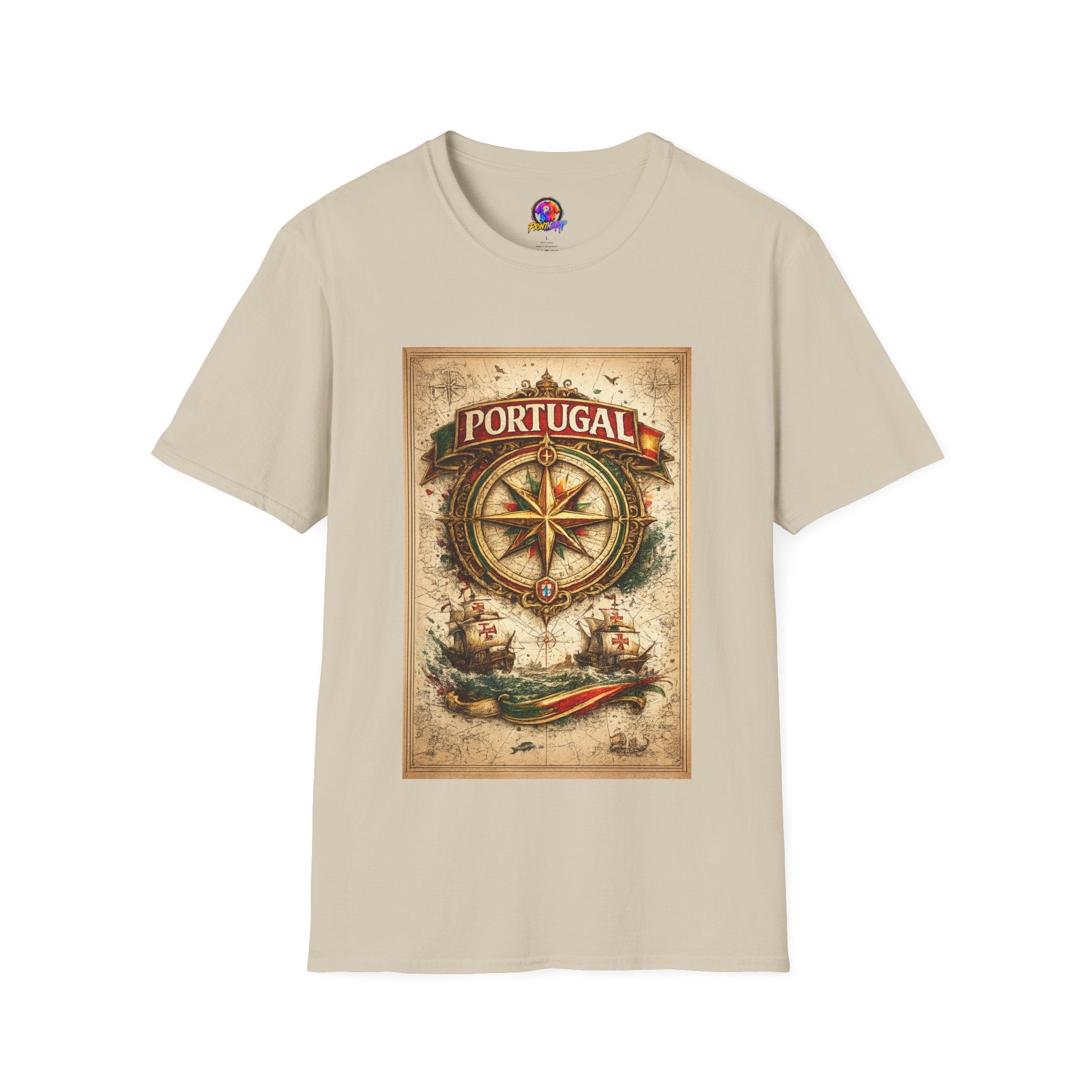 Portugal Compass T‑Shirt — Vintage Nautical Travel Tee
