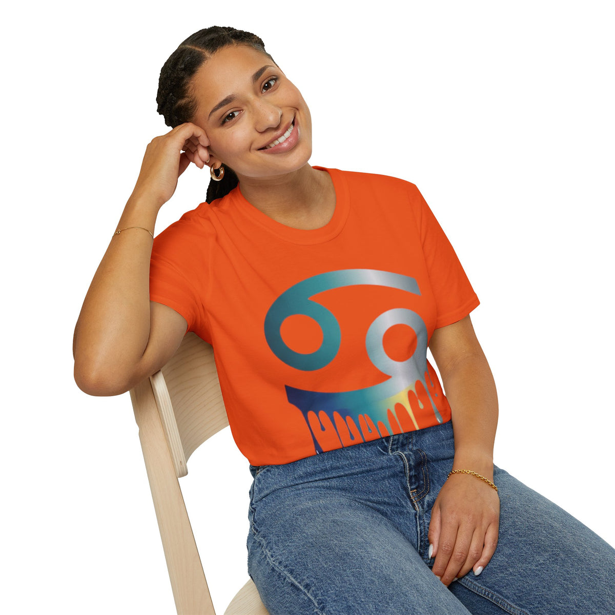 Cancer Zodiac T‑Shirt — Dripping Gradient Astrology Tee (Cancer Symbol)