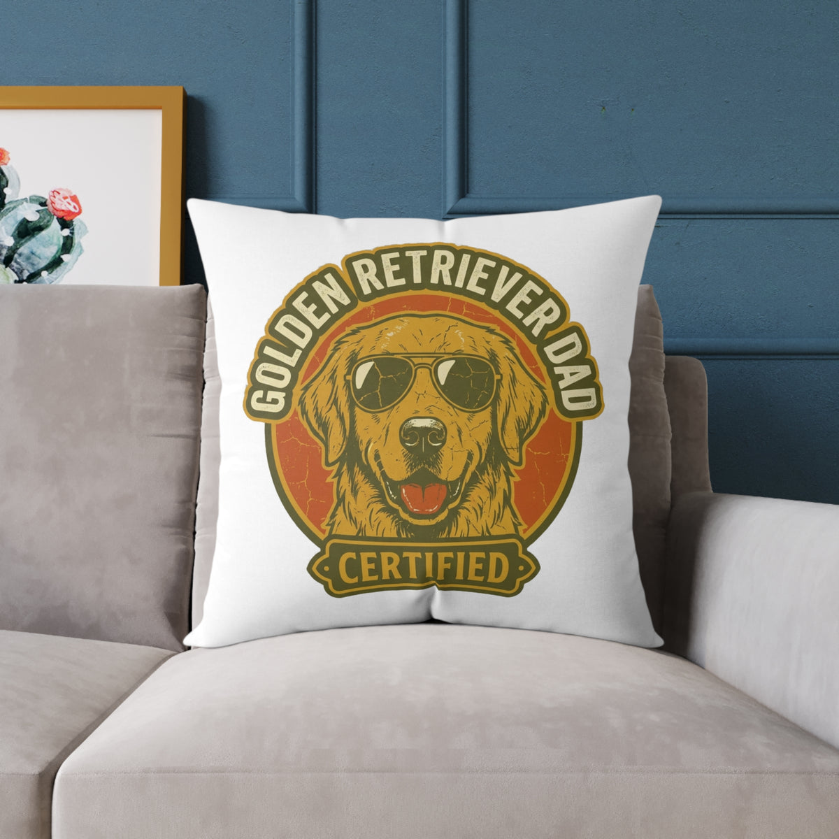 Funny Golden Retriever Dad Certified Pillow