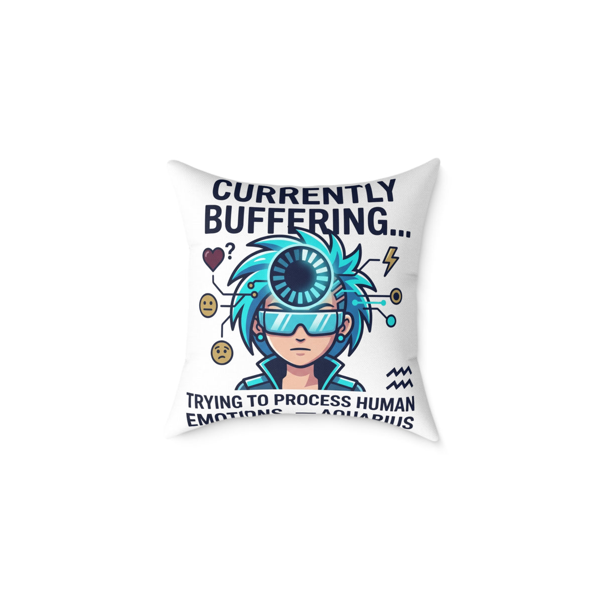 Zodiac Aquarius Currently Buffering Square Poly Canvas Pillow