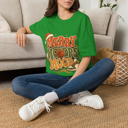 Merry Hoops Mood T-Shirt — Retro Holiday Basketball Christmas Tee