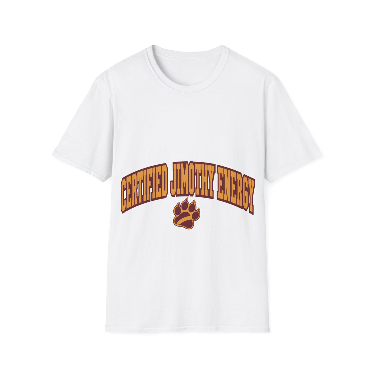 "Certified Jimothy Energy" Varsity Paw Print Graphic Tee - Trending Now - September 2026