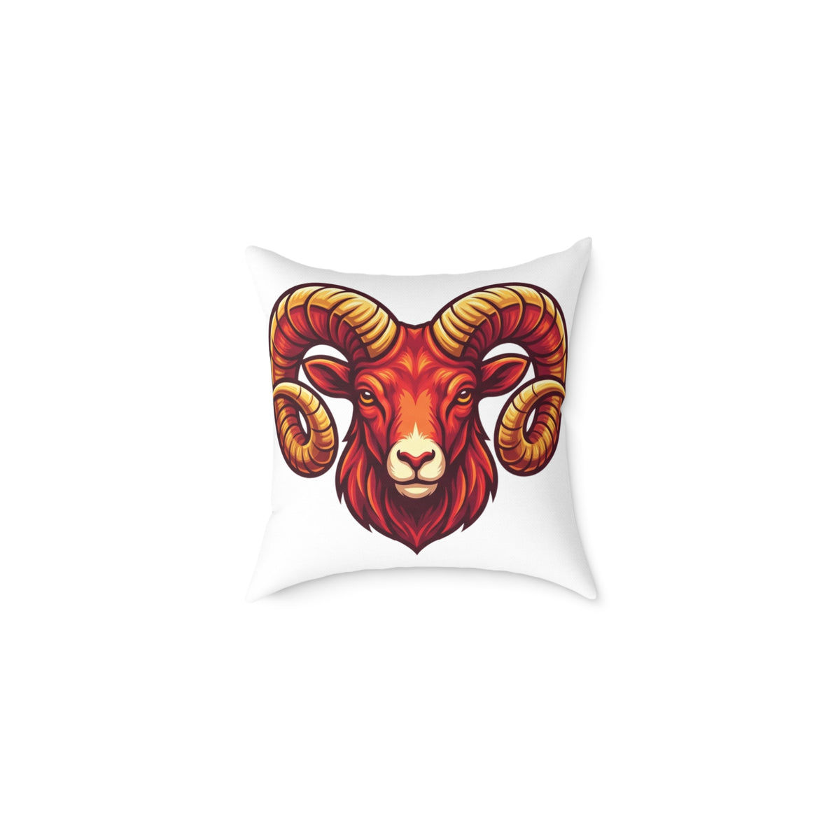 Aries Zodiac Ram Head Throw Pillow — Bold Zodiac Aries Accent Cushion