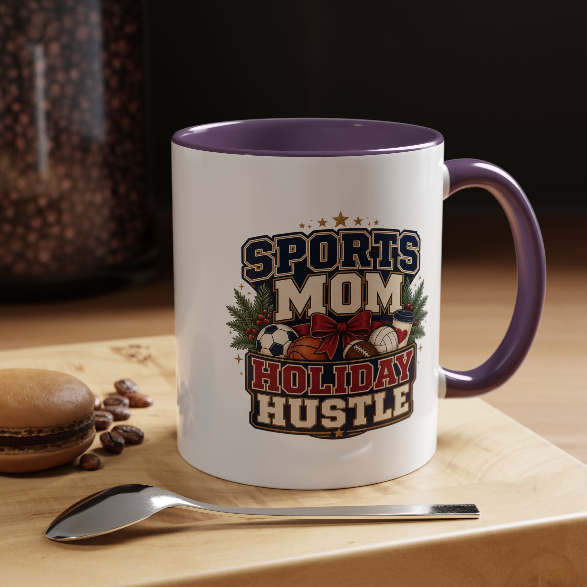 Modern Day Christmas Sports Mom Holiday Hustle Accent Coffee Mug – Christmas Sports Mom Gift