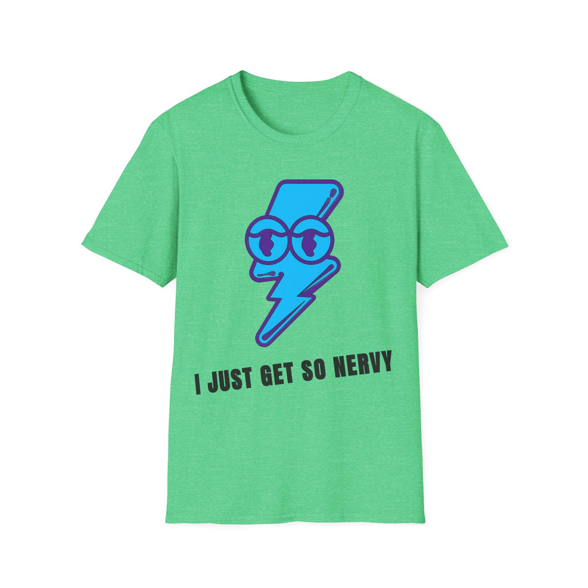 Graphic T-Shirt — 'I Just Get So Nervy' Blue Lightning Emoji Tee - Trending Now - September 2026