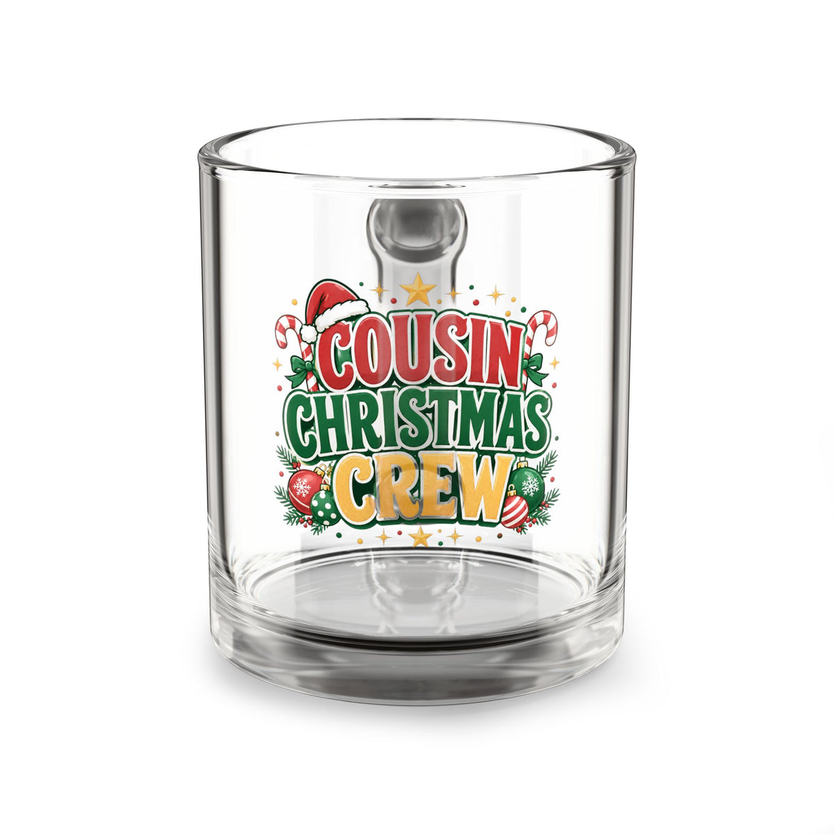 Christmas Glass Mug 10 oz Cousin Christmas Crew Glass Mug — 10oz Holiday Coffee & Cocoa Cup