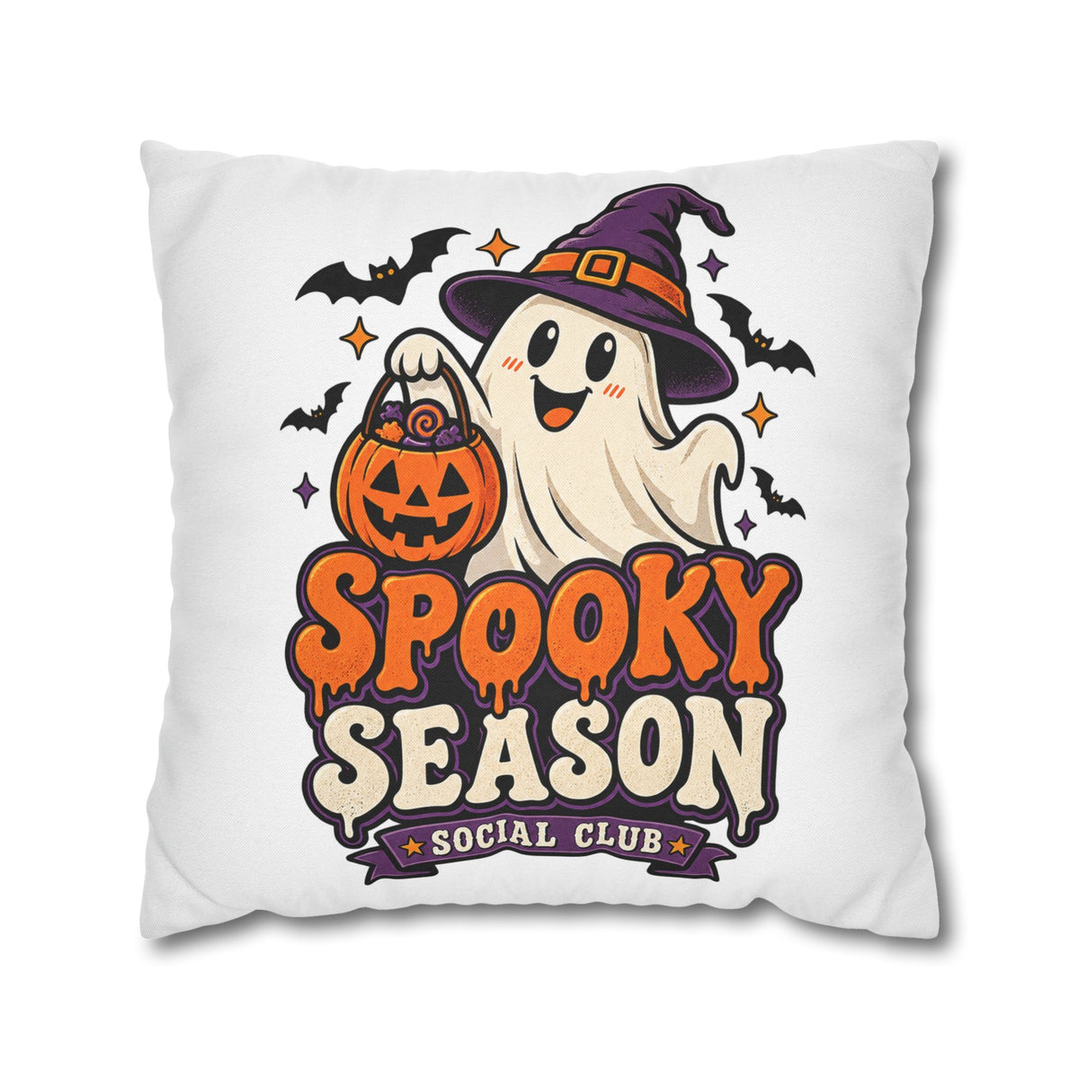 Spooky Season Pillow Cover — Halloween Ghost Pumpkin Decorative Throw Pillowcase