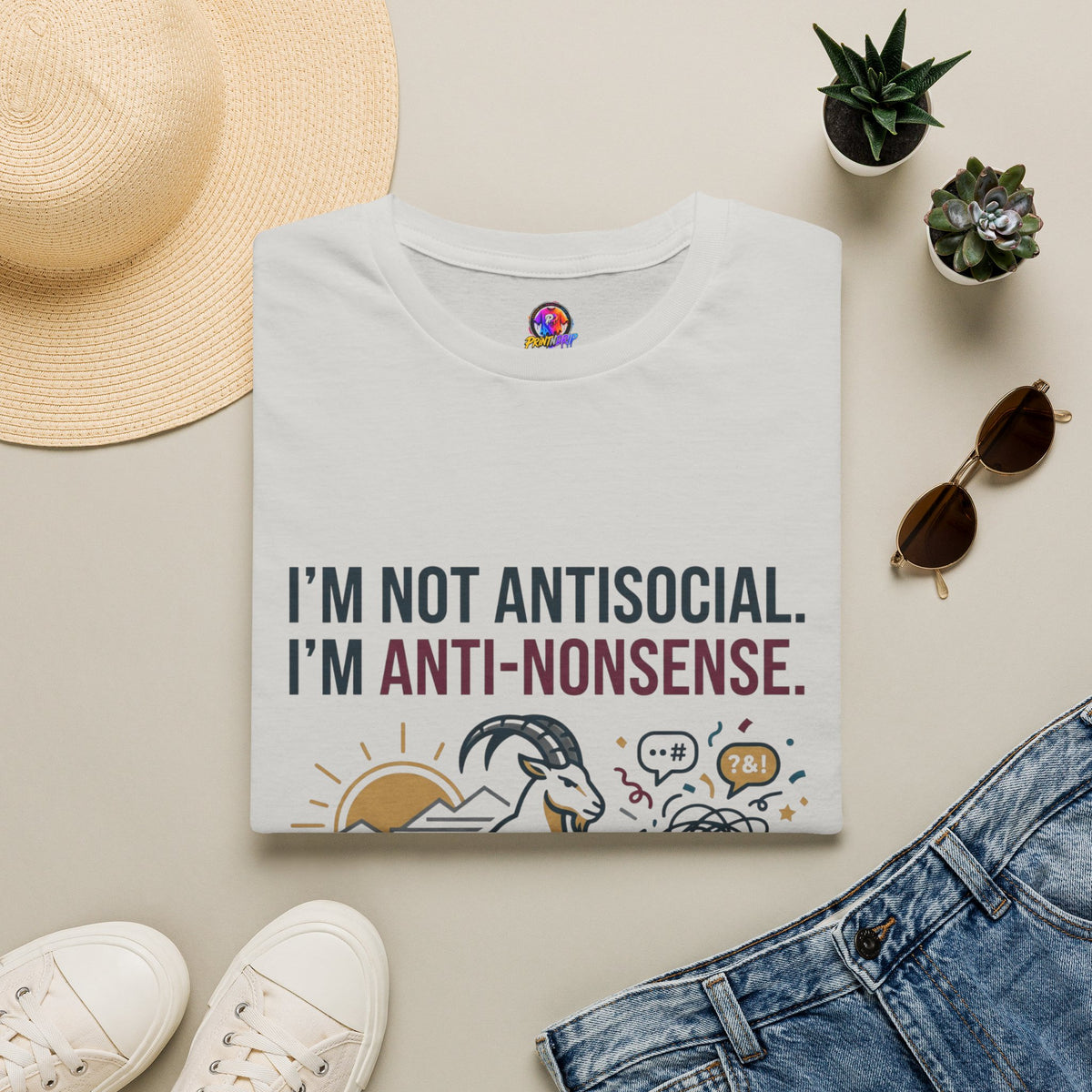 Capricorn T-Shirt — "I'm Not Antisocial, I'm Anti-Nonsense" Zodiac Tee